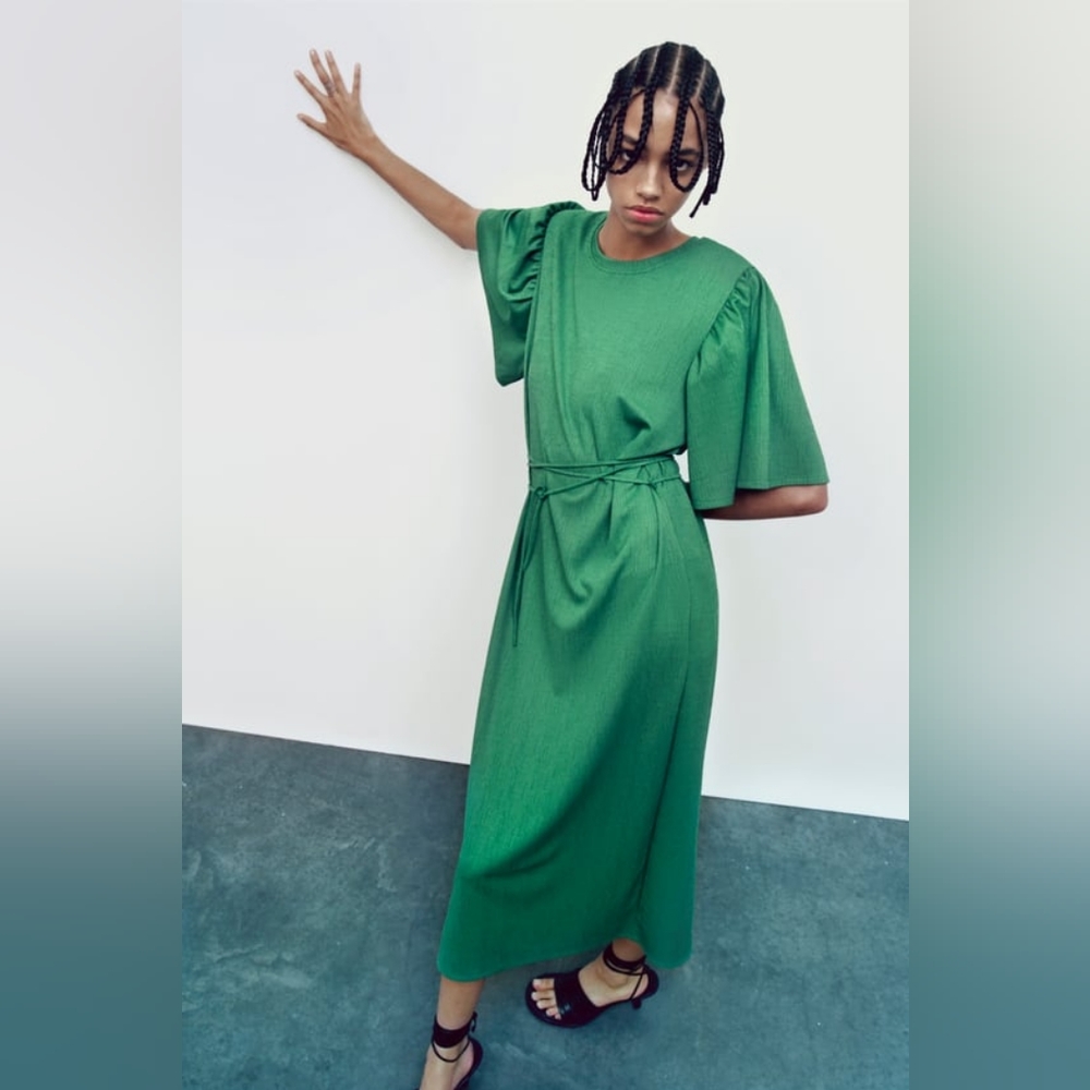 ZARA'S BELTED MIDI DRESS - SIZE LARGE